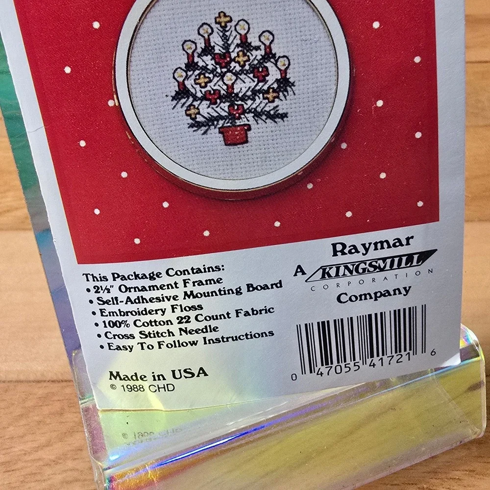 Vintage 1988 Raymar Kingsmill Christmas Tree Cross Stitch Ornament Kit 4172001